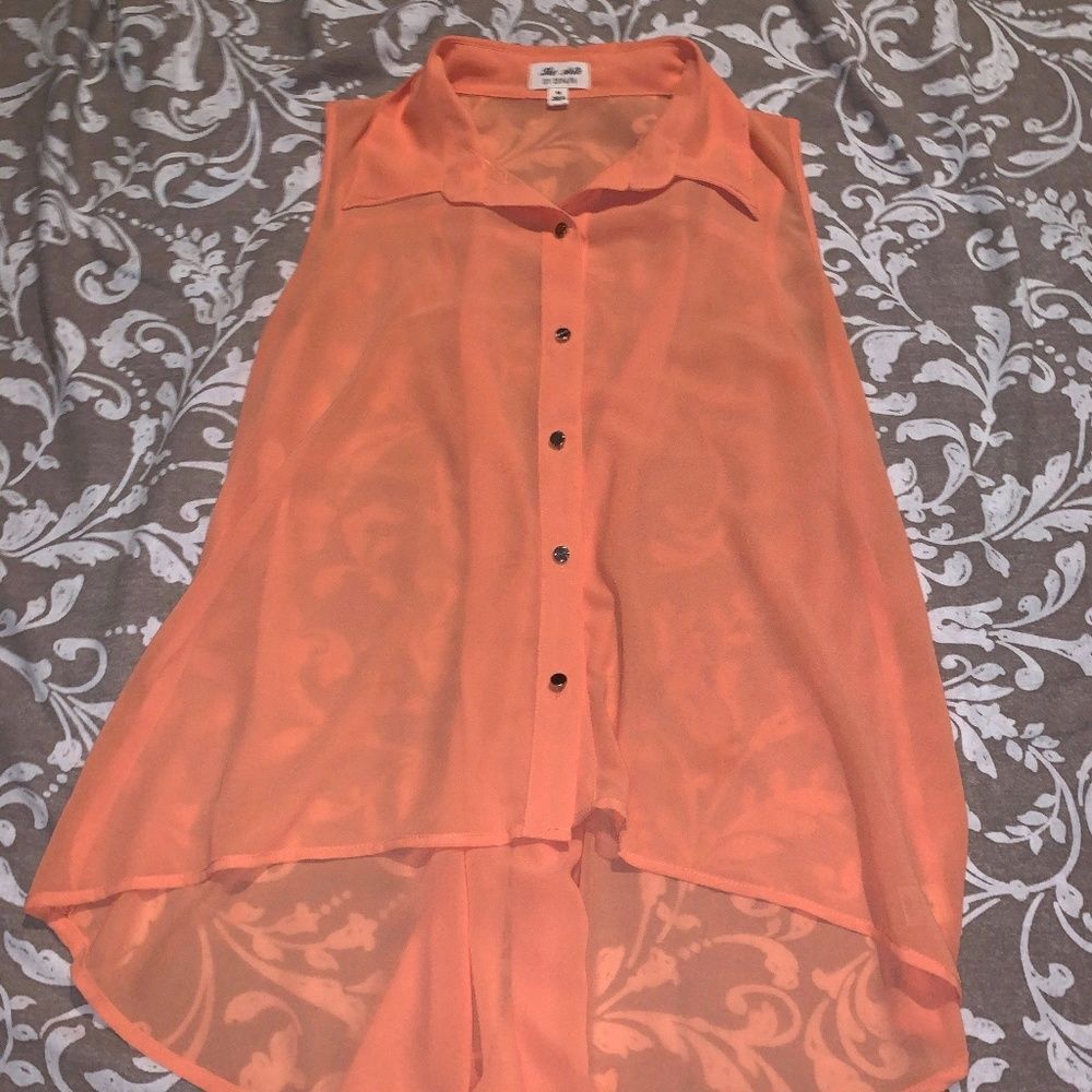 orange button up blouse medium